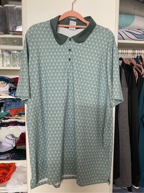 all in motion Mint Green Patterned Polo with Dark Green Collar